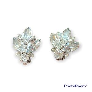 🌹Vintage Eisenberg Wedding Crystal Rhinestone clip Earrings #Prom